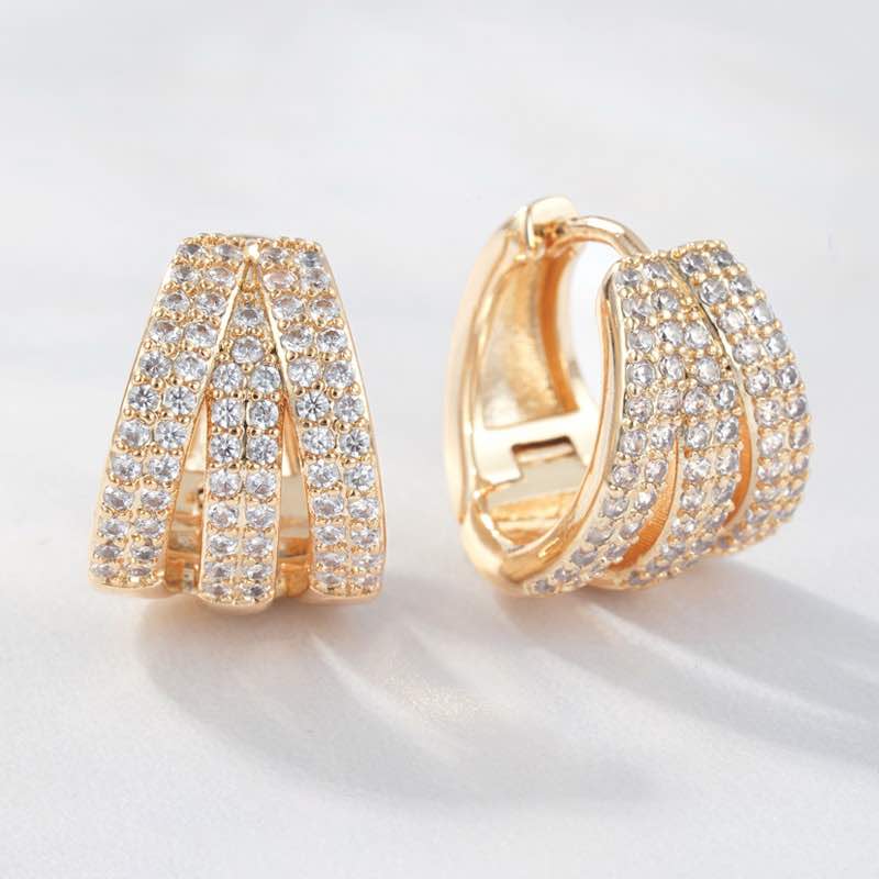 18K Gold-finished Trio Hoops Earrings